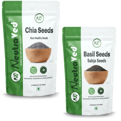 NeutraVed Chia &amp; Basil Seeds Combo  (2 x 350 g) image 1