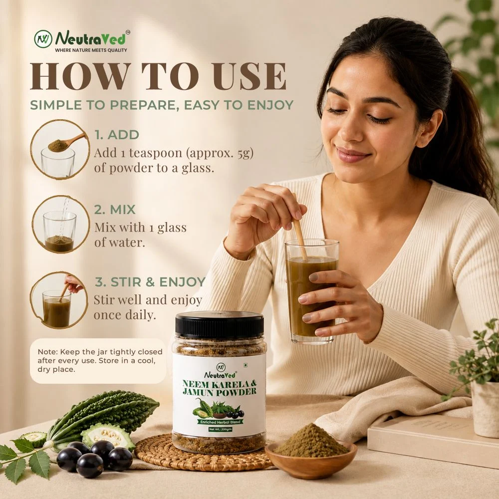 NeutraVed Neem, Karela Jamun Mix Powder image 4