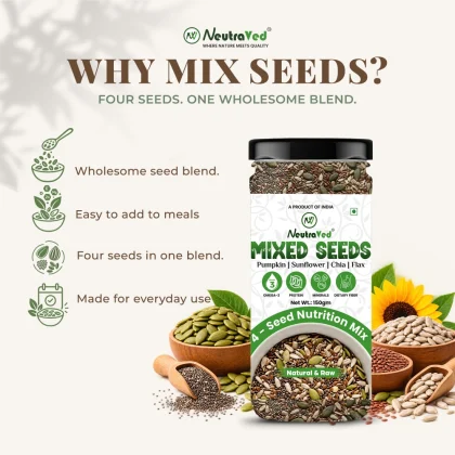 NeutraVed 4 in 1 Mix Seeds 150g | Mix of Sunflower, Pumpkin, Flax &amp; Chia Seeds image 5