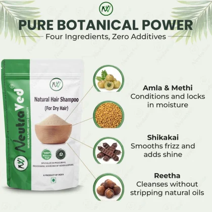 NeutraVed Natural Hair Shampoo for Dry Hair Powder 250g image 2