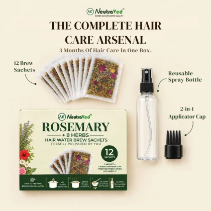 NeutraVed Rosemary &amp; 8 Herbs Hair Water Brew, 12 Sachets with Spray Bottle image 3