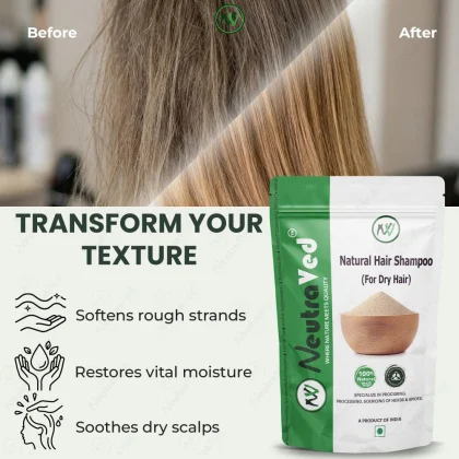 NeutraVed Natural Hair Shampoo for Dry Hair Powder 250g image 3