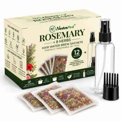 NeutraVed Rosemary &amp; 8 Herbs Hair Water Brew, 12 Sachets with Spray Bottle image 1