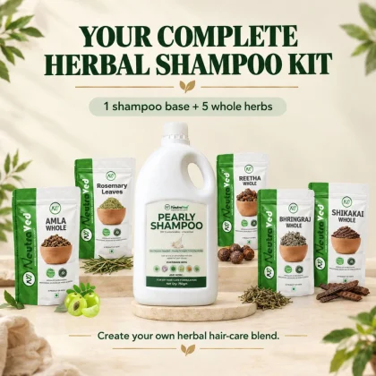 NeutraVed Raw Amla Reetha Shikakai Bhringraj &amp; Rosemary Leaves 500g | Shampoo Base 750ml image 6